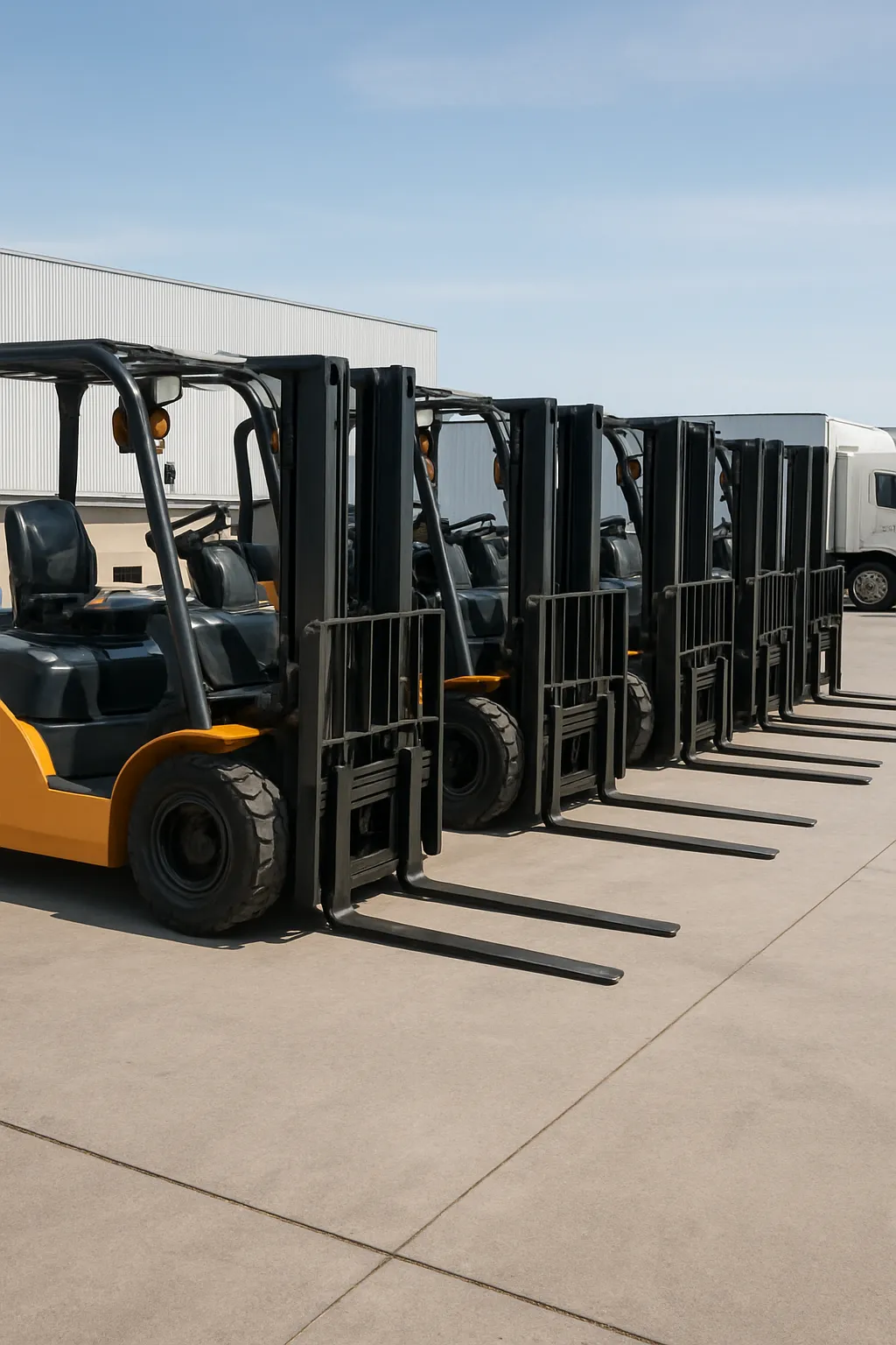 Operational used forklifts prepared for wholesale sale and fleet replacement
